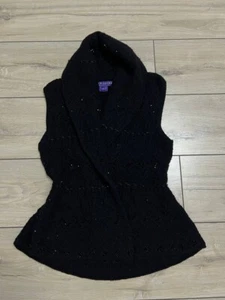 Gilet donna Ralph Lauren viola etichetta cashmere gilet nero taglia M - Foto 1 di 14
