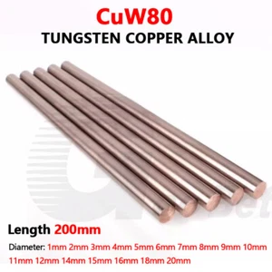 1mm - 20mm Carbide Copper Alloy Round Bar Rod CuW80 for Electrode Length 200mm - Picture 1 of 10