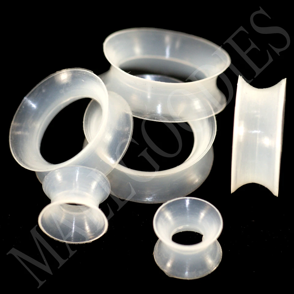 V131 Double Flare Clear Silicone Squishy Saddle Plugs Tunnels Soft Skinny Gauges - Изображение 1 из 1
