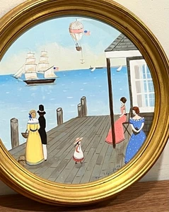 Karen Fitzgerald - 1990 Circular Seaside Scene 9,5" - Bild 1 von 5