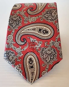 Countess Mara Necktie Sistine Satin Paisley Red Black Ivory Tie Logo Embroidered - Picture 1 of 11