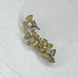 Vintage französische Paste & Messing Blumen Anstecknadel Brosche mit Kristall Strass, 1,5" - Bild 1 von 12