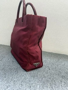 PRADA Burgundy Nylon Women's Tote Bag Red Made in Italy From Japan Used F/S - Picture 1 of 12