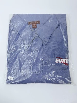 New Vtg Evinrude Long Sleeve Shirt Button Down Blue Embroidered Red House Large - Image 1 of 3