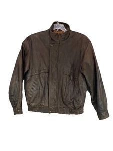 Chaqueta de cuerno/bombardero de caza de cuero genuino vintage para hombre talla M clásica con cremallera - Imagen 1 de 13