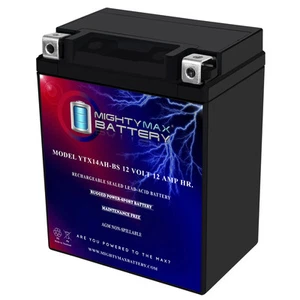Mighty Max YTX14AH-BS 12V Battery Replaces Arctic Cat 650 4x4 Automatic V2 04-06 - Picture 1 of 6
