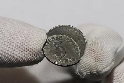 🧭 🇩🇪 GERMANY ERROR COIN EMPIRE 5 PFENNIG MASSIVE OFF CENTRE B88 #Z8026 - Image 1 of 4