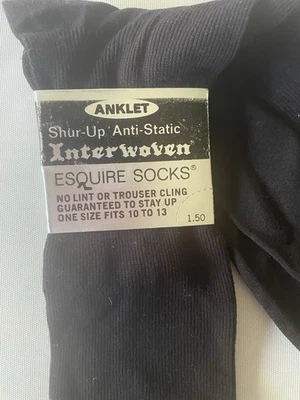 Calcetines Esquire de colección NOS entrelazados de nailon finos marrones zapatos para hombre talla 8,5-11 EE. UU. Foto 1 de 4