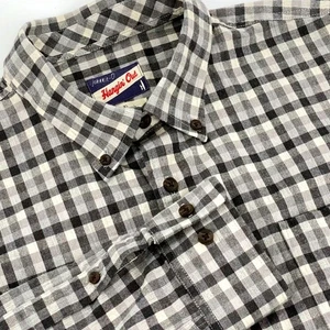Johnnie O Hangin' Out Mens XL Coen Flannel Button Down Shirt Gray Gingham Plaid - Picture 1 of 8