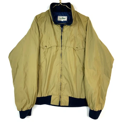 Vintage L.L. Bean Bomber Jacket Size Large Beige Full Zip Lined - Image 1 of 3