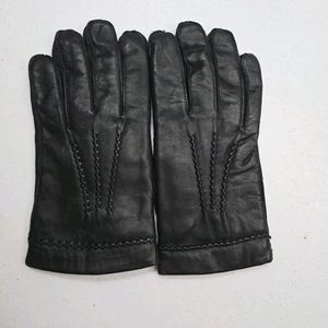 Vintage Leather Black Soft Driving Gloves Large Fur Lined Work Outdoor - Picture 1 of 5