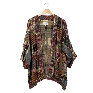 Suéter John Mark Kimono Multicolor Hilo Frente Abierto Boho Chic, Talla 2X - Imagen 1 de 10