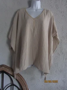 Colección JM Nuevo con etiquetas Talla M Poncho Tostado Top Borlas Esquinas Cuentas Escote Forrado - Imagen 1 de 10