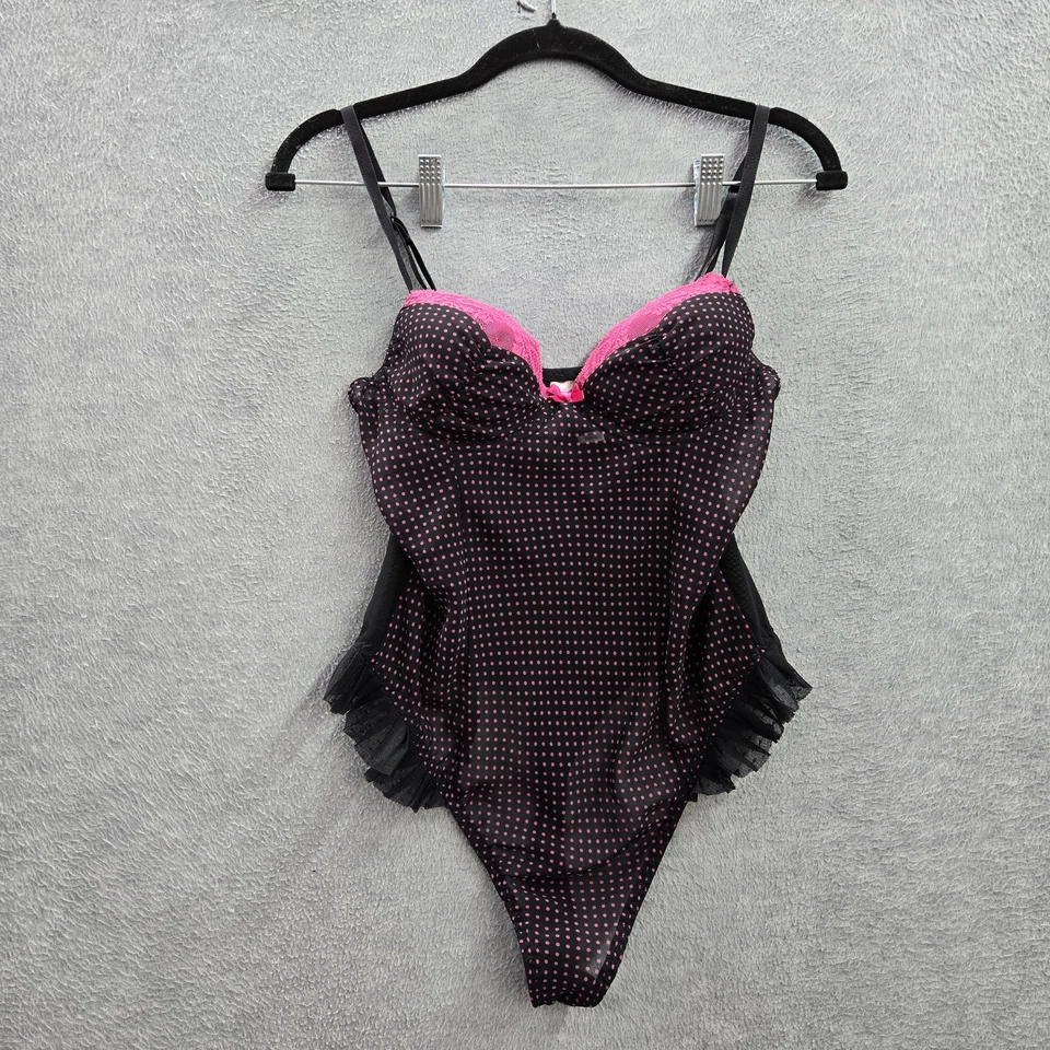 Ambrielle Mujeres Prendas para dormir PEQUEÑAS Negro Nylon Poliéster Lunares Body a Presión Foto 1 de 4