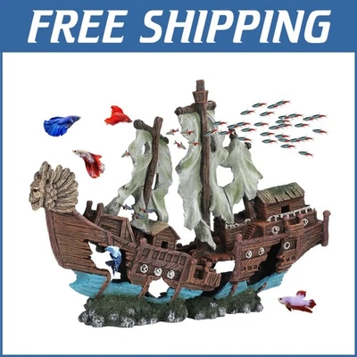 Barco pirata hundido independiente decoración de acuario para 20 galones en adelante - 2 piezas Foto 1 de 4