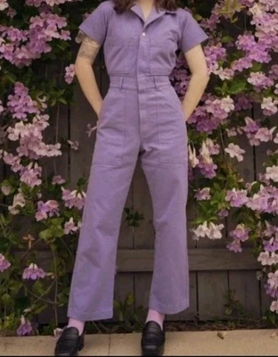 Big Bud Press Jumpsuit Size S Short Sleeve Lavender Made In Los Angeles Denim  - Image 1 of 4