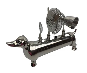 Godinger Dachshund Bar Tool Set with Stand Essential Pieces for Mixologists READ - Picture 1 of 12