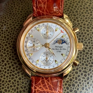 Philippe Du Bois & Fils 1785 Moonphase Automatic Chronograph Gold Tone Watch - Picture 1 of 14