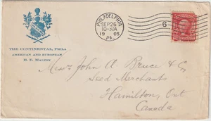 1905 Philadelphia PA #319 Illust advt THE CONTINENTAL Hotel to ONT CANADA (h395) - Picture 1 of 2
