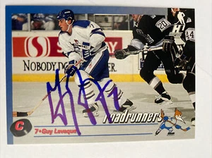 1992-93 Phoenix Roadrunners IHL GUY LEVEQUE #163 AUTOGRAPHED Card Died 2005 - Picture 1 of 2