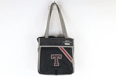 Vintage 90s Tommy Hilfiger Distressed Spell Out Tote Messenger Bag Denim Black - Image 1 of 4