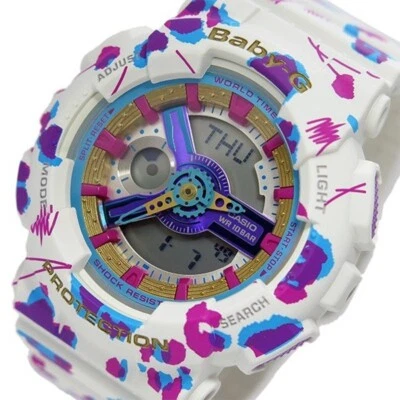 Casio Ladies Baby-G Flower Leopard Ana-Digi BA-110FL-7A - Image 1 of 3