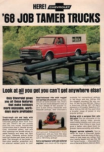 1968 Chevy C10 Fleetside Pickup Truck "Job Tamer" Original Color Ad - Picture 1 of 1