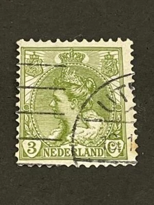Nederland 1901 Queen Wilhelmia 3C Green Postage Stamp Used Average Condition - Picture 1 of 5