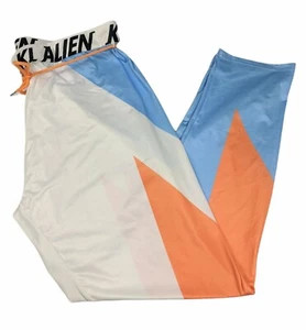 KL Alien Athletic Workout Leggings 4xl Color Block Stretch Blue White Orange - Picture 1 of 6