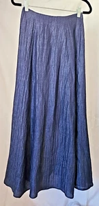 Giorgio Armani Sz 6 Blue Textured Silk Blend Long  Maxi Full Skirt  - Picture 1 of 6