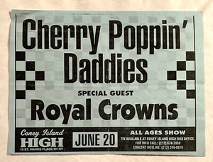 CHERRY POPPIN' DADDIES ROYAL CROWN VINT 96 SMALL FLYER 6/20/96 CONEY ISLAND HIGH - Picture 1 of 2