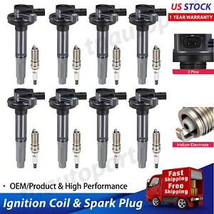 8X Ignition Coils + 8X Spark Plugs pack For Ford F150 5.0L V8 UF622 DG542 - Picture 1 of 8
