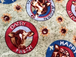 Vintage Dairy Fresh Happy Fields Cow Sewing Fabric 1.8 yd 42" Farm Quilting - Picture 1 of 4