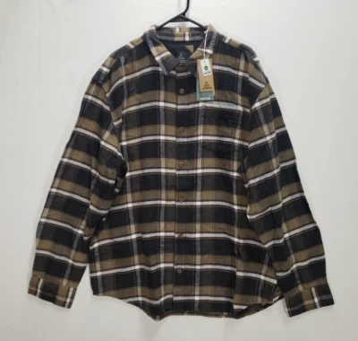 Prana Shirt Mens 2XL Flannel Plaid Channing Long Sleeve Button Up Brown $85 NEW - Image 1 of 4