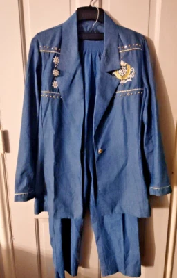 VTG Gepetto  Jacket And Matching Pants Denim Look Sz L - Image 1 of 4