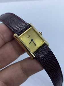 Vintage Must De Cartier Tank 20mm Manual Wind Silver 925 Plaquet Or Ladies Watch - Picture 1 of 24