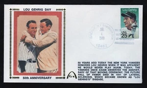 GATEWAY LOU GEHRIG DAY "50th ANNIVERSARY" FDC POSTAL CACHET ENVELOPE - Picture 1 of 3
