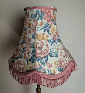 Floral Vintage Pink Tassel Lampshade Retro Antique Fringe Flower Pattern - Picture 1 of 3