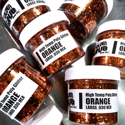 THE GOLDEN GRUB LURE CO NEW 2 OZ. Jar ORANGE High Temp Glitter .030 Hex Fishing Lure Making plastisol