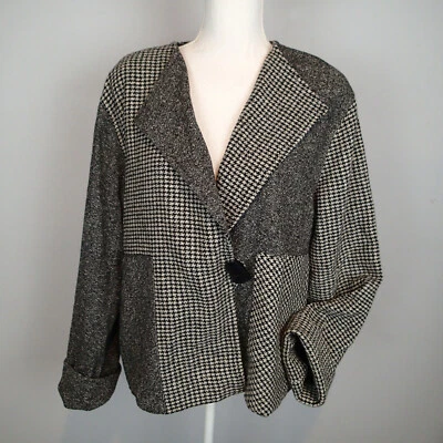 CHAQUETA BLAZER CAROLINE ROSE Talla L Negro Crema  Foto 1 de 4