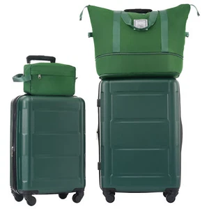 4pc ABS Hardside Luggage Set 20" 24" Suitcase Travel Bag Spinner TSA Lock Green - Picture 1 of 20