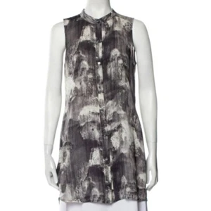 Eileen Fisher 100% Seide Tunika ärmellose Bluse Damen Large schwarz grau Karriere - Bild 1 von 6