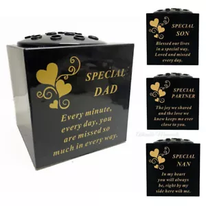 New Memorial cemetery Graveside Holder Pot Black Gold Grave sentimental vases - Picture 1 of 26