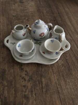 Service À Thé En Porcelaine Vintage Pour Ancienne Maison De Poupées  - Photo 1/4