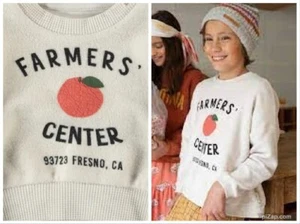 PIUPIUCHICK Organic Cotton Farmers Center Crew Neck Sweatshirt Ecru Unisex 8 - Picture 1 of 10