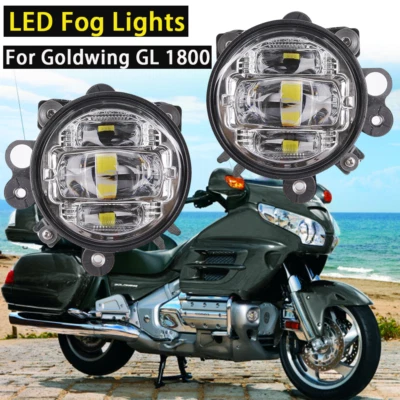 Chrome LED Driving Fog Light DRL Halo Ring For Honda Goldwing GL 1800 2002-2010 - Image 1 of 4