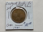1951 Kohle Skript Token. 25 ¢ Landgraff Realty Company (West Virginia, McDowell Co)