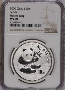 2000 Silver Panda 1 oz. 10 Yuan Frosted Ring NGC MS69. Free shipping - Picture 1 of 2
