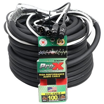 Cable de audio Snake 100 pies Equilibrado (2) XLR-M a (2) XLR-F Alto Rendimiento  Foto 1 de 3