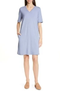 EILEEN FISHER STRETCH COTTON V NECK DRESS NWT SIZE M - Picture 1 of 1